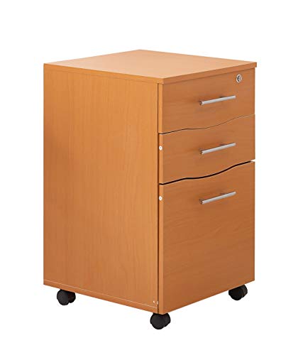 MT Products Mobilschrank mit 3 Schubladen, abschließbar, Buche, für Schreibtisch, Tischgerät, 42 x 44 x 68 (Breite x Tiefe x Höhe) von MMT Furniture Designs Ltd