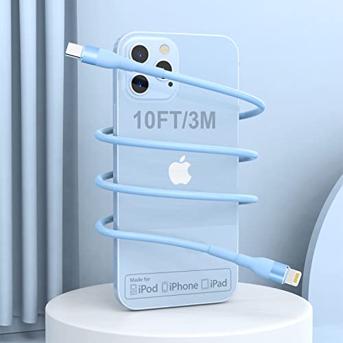Silikon USB-C zu Lightning Kabel [Apple MFi-zertifiziert], weiches 9,9 Fuß Typ C zu Lightning-Kabel, Apple iPhone Schnellladekabel für iPhone 13 13 Pro 12 Pro Max 12 11 X XS XR 8 Plus, AirPods Pro von MTAKYI