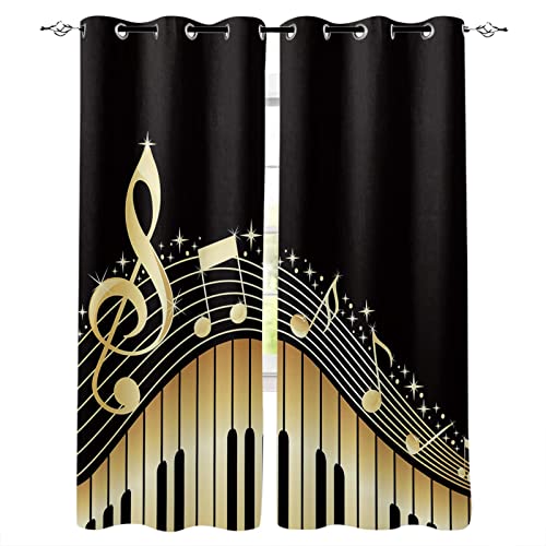 MTBDDyyds Eyelet Vorhang 270X245Cm Musik Symbole Muster Verdunkelungsvorhänge Für Schlafzimmer, Wohnzimmer, Küche Und Büro, Set Mit 2 Wärmeisolierten Raumverdunkelung Fenstervorhang von MTBDDyyds