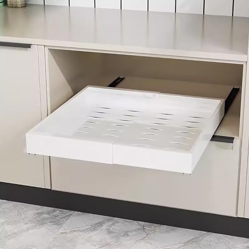 MTSYXYM Kohlenstoffstahl Ausziehbarer Schrank Organizer,Verstellbare Breite Ausziehbarer Schrank-Organizer,Schrankauszug Küche,Kein Bohren und Nageln Erforderlich,für Badezimmer, Büro. (Color : Wit) von MTSYXYM