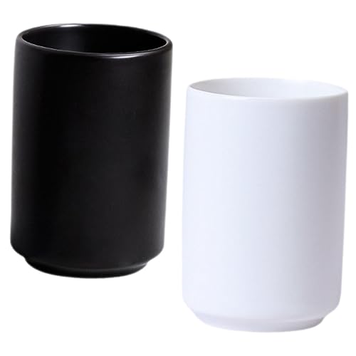 MUCKLILY Kaffeetassen 2st Mundspülbecher Aus Keramik Schwarz-weiß-bürodekor Becherhalter Für Rasiermesser Zahnbürstenständer Porzellan Zahnbürsten-Halter Tasse Japanischer Stil von MUCKLILY