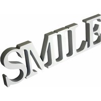 Mucola - Dekoschild smile in Weiß mdf Holz Schild Aufhängen Holzschrift Wanddeko Holzbuchstaben Monogramm Tischdeko 3D Deko Schriftzug Buchstaben von MUCOLA