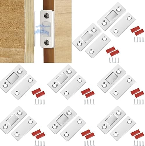 20PCS Ultra-Thin Invisible Magnetic Door Stoppers, Punch-Free Cabinet Door Closer, Stainless Steel Adhesive Drawer Magnets Door Catch for Kitchen Closet Door Closing von MUGUOY