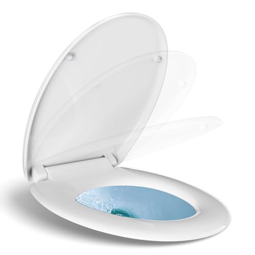 WC Sitz, MUJIUSHI Toilettendeckel mit Absenkautomatik und Quick-Release Funktion, O-förmiger WC Sitz Weiß mit Verstellbaren Scharnieren, Einfach zu Reinigen, Belastbar bis 150kg, 44.5 x 37.5CM WC Sitz, MUJIUSHI Toilettendeckel mit Absenkautomatik und Quick-Release Funktion, O-förmiger WC Sitz Weiß mit Verstellbaren Scharnieren, Einfach zu Reinigen, Belastbar bis 150kg, 44.5 x 37.5CM von MUJIUSHI