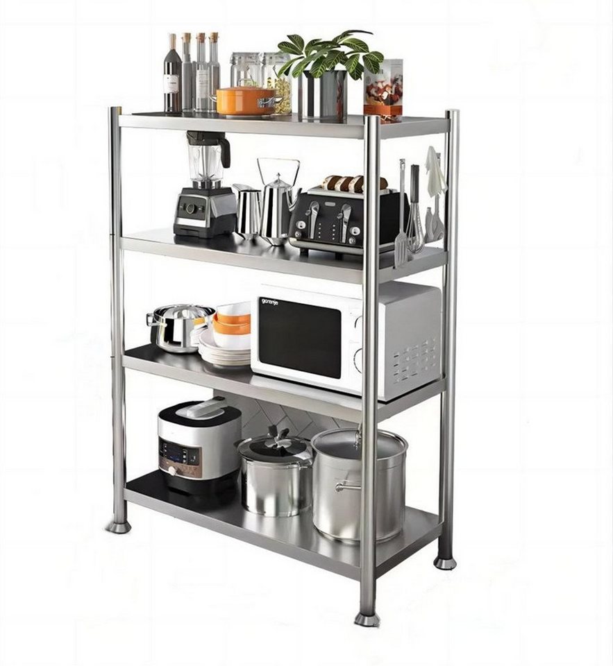 MULISOFT Schwerlastregal Küche Organizer, Storage Rack, Standregal, 120x60x33cm, Edelstahlregal mit 4 Böden, bis 520 kg belastbar von MULISOFT