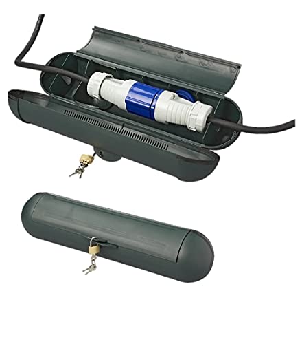 2 Stück Sicherheitsbox für CEE oder Schuko Stecker Outdoor Safebox Schutzbox für Kabel Kabelverbinder (CEE Stecker, grün) von MULTIBROS