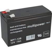 Multipower Blei-Akku MP7-12B Pb 12V 7Ah VdS Faston 6,3 mm von MULTIPOWER