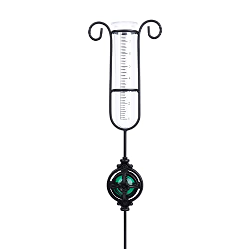MUMTOP Regenmesser für den Außenbereich, Metall-Kugel, dekorativ mit Pfahl für Rasen, Hof und Garten (grün) von MUMTOP