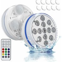 2 LED-Tauchlicht, LED-Poollicht Mit 13 LED-Lampenperlen, kreuzförmigem Magnet, 4 Saugnäpfen, 16 RGB-Beleuchtungsmodi, Timer, IP68 wasserdicht mit von MUMU