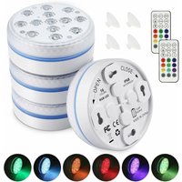 Tauchbares LED-Licht, 16 Farben Unterwasserlichter, 13 LED-Perlen Schwimmbadlampe mit RF-Fernbedienung, wasserdichte Badewannenlichter für Vase (4 von MUMU