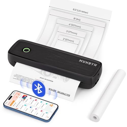 MUNBYN Mobiler Drucker Bluetooth Thermodrucker A4 203DPI Inkless Printer Kompatibel mit Android & iOS für Handy & Laptop, Unterstützt 210x297mm A4 Thermopapier, Tragbarer Drucker, ITP04, Schwarz MUNBYN Mobiler Drucker Bluetooth Thermodrucker A4 203DPI Inkless Printer Kompatibel mit Android & iOS für Handy & Laptop, Unterstützt 210x297mm A4 Thermopapier, Tragbarer Drucker, ITP04, Schwarz von MUNBYN