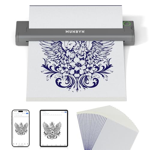 MUNBYN Tattoo Drucker Bluetooth, Stencil Drucker, Tattoo Printer Thermodrucker mit 20 Blatt A4 Transferpapier, Kompatibel mit Android iOS macOS Windows, ITP05, Grau MUNBYN Tattoo Drucker Bluetooth, Stencil Drucker, Tattoo Printer Thermodrucker mit 20 Blatt A4 Transferpapier, Kompatibel mit Android iOS macOS Windows, ITP05, Grau von MUNBYN