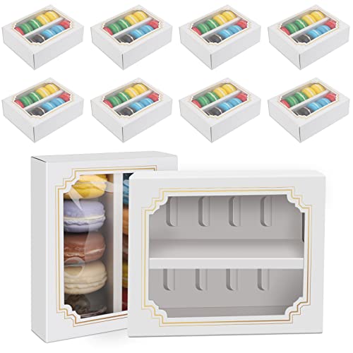 MUXItrabe Macaron Box 12 Stück 10 Cavity Cupcake Muffin Box Gebäckkarton Kuchen Transportbox mit Klarem Fenster für Cupcake Kekse Süßigkeiten Kleine Brote Donuts Muffins von MUXItrabe