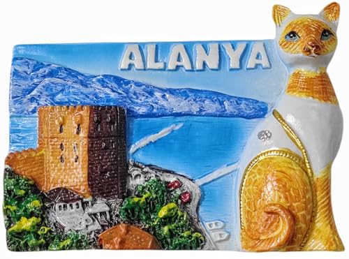 3D Alanya Türkei Kühlschrankmagnet Touristensouvenir Küche Kühlschrank Magnet Dekoration handbemalt Handwerk von MUYU Craft