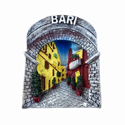 MUYU Craft 3D Bari Italien Kühlschrankmagnet Reise Souvenir Kühlschrank Dekoration Magnetischer Aufkleber Handbemalt Handwerk von MUYU Craft