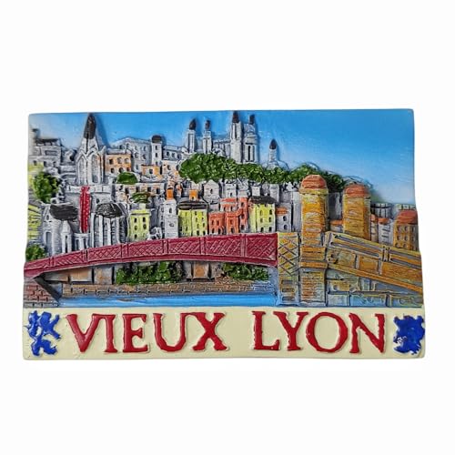 3D Lyon Frankreich Kühlschrankmagnet Reise Souvenir Kühlschrank Dekoration Magnetischer Aufkleber Handbemalt Handwerk Sammlung von MUYU Craft