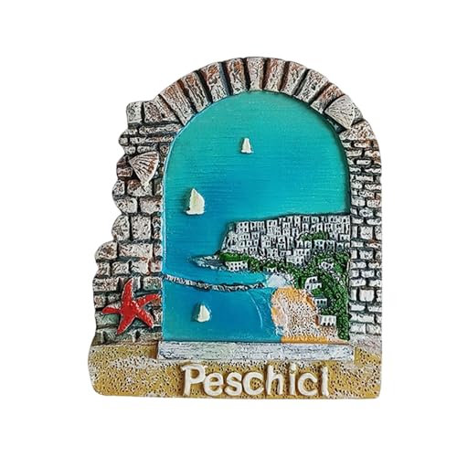 3D Peschici Apulien Italien Kühlschrankmagnet Touristensouvenir Kühlschrank Dekoration Harz handbemalt Handwerk Kollektion von MUYU Craft