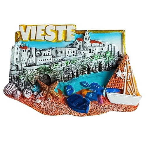 3D Vieste Puglia Italien Kühlschrankmagnet Reise Souvenir Kühlschrank Dekoration Harz handbemalt Handwerk Kollektion von MUYU Craft