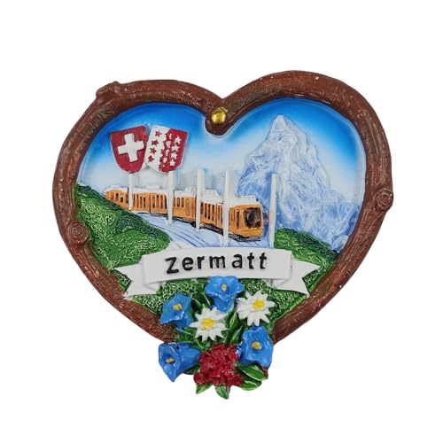 3D Zermatt Wallis Schweiz Kühlschrankmagnet Reise Souvenir Kühlschrank Dekoration Harz handbemalt Bastelsammlung von MUYU Craft