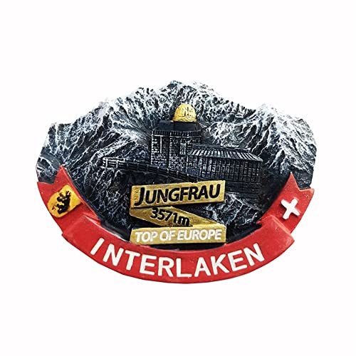 Jungfrau Interlaken Schweiz Kühlschrankmagnet Souvenir Kühlschrank Dekoration Magnetaufkleber 3D handbemalt Basteln von MUYU Craft