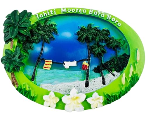 MUYU Craft Kühlschrankmagnet Tahiti Moorea Bora Bora Frankreich Französisch Polynesien Reise Souvenir Kühlschrank Dekoration Harz handbemalt, BLBLASHIXXDJATTX von MUYU Craft
