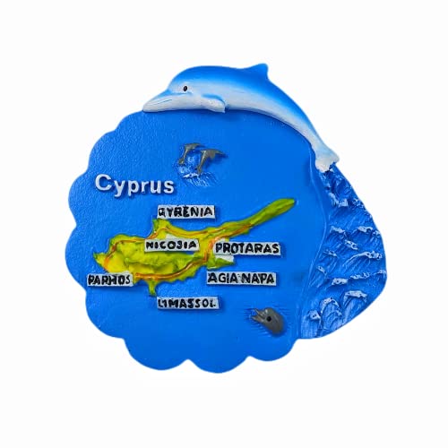Kühlschrankmagnet Zypern, Magnet für Touristen, Souvenir, Kühlschrank, Dekoration, 3D-Magnetaufkleber, handbemalt von MUYU Craft