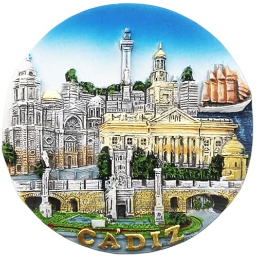 MUYU Craft Cadiz Spanien Kühlschrankmagnet, Touristen-Souvenir, Küche, Kühlschrank, Dekoration, handbemalt, Kunstharz, Bastel-Kollektion von MUYU Craft