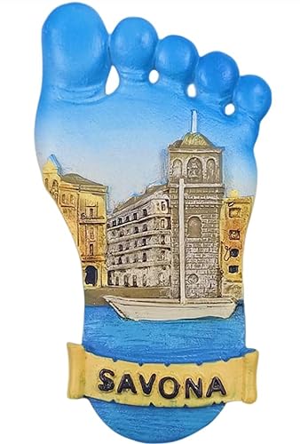 MUYU Craft Savona Kühlschrankmagnet, Italien, Reise-Souvenir, Küche, 3D-Kühlschrank, Dekoration, handbemalt, Kunstharz, Bastel-Kollektion von MUYU Craft