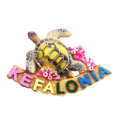 Kühlschrankmagnet, Motiv: Meeresschildkröte, Kefalonia, Griechenland, Souvenir, Geschenk, Kunstharz, Bastel-Kollektion von MUYU Magnet