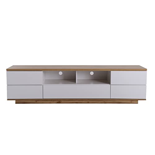 MUZHIXIANG Modernes TV-Schrank-Set,Weiß mit Holzmaserung. Hochwertiges MDF, Geräumig und Einfach zu Montieren. Stilvoll und Praktisch (180L x 38 B x 46 H(cm)) von MUZHIXIANG