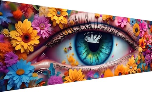 Blume Diamond Painting Groß XXL 150x50cm, Diamond Painting Set Basteln Erwachsene, 5D DIY Auge Diamant Painting Bilder Erwachsene, Diamond Painting Großes für Geschenk Home Wand Deko Aesthetic Z-2 von MXRUOO