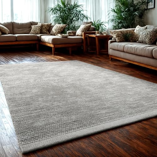 MY-RUG Flachgewebter Wollteppich WoolHeaven aus gewalkter Schurwolle, 70 x 130 cm, in Natur-Beige - Perfekt für EIN naturverbundenes Wohnzimmer von MY-RUG