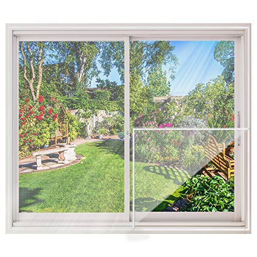 MYCARBON Fliegengitter Fenster 2 Stück 150x180cm Zuschneidbar Mückenschutz mit Starkem Klettband ohne Bohren Klebmontage Insektenschutz Fenster Weiß von MYCARBON