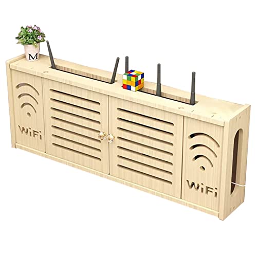 MYIESAXL Wandmontierte WLAN-Aufbewahrungsbox Aus Holz, Organizer für Fernseher, Computer, USB-Hub, Steckdosenleisten und Kabel, Zum Dekorieren von MYIESAXL