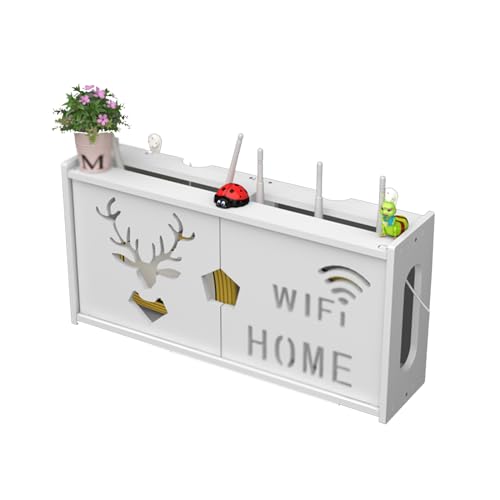 Wifi-Router-Regal, Wandhalterung, Wifi-Router-Aufbewahrungsbox, Wireless-Router-Organizer-Rack, Holz-Kunststoff-Wandbehänge, Router-Halterung, Tv-Set-Top-Box, Kabelaufbewahrung, Heimdekor, Dekorieren von MYIESAXL