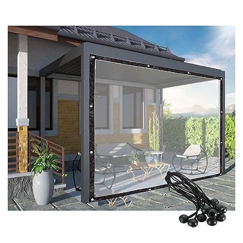 MYJIO Planenvorhänge für den Außenbereich Transparente Pergola-Seitenwände Wasserdicht, Terrassenüberdachung Seitenwand mit Ösen Reißfest, Anpassbar (Color : Clear, Size : 1.8x2m/5.9x6.56ft) von MYJIO