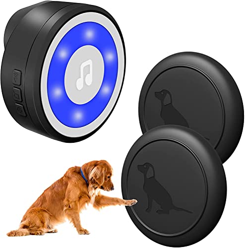 MYPIN Kabellose Hund Türklingel, IP65 wasserdichte Türglocke für Hunde, Haustier Türglocken Sensor Berührt, Katzenklingel mit 20 Klingeltöne und 4 Modi LED-Blitz (1 Empfänger & 2 Sender) von MYPIN