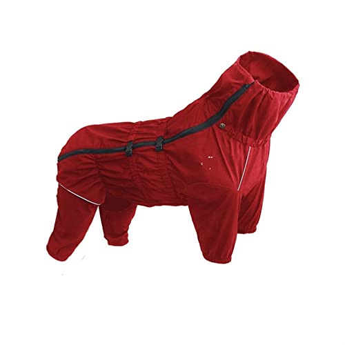 MZFGIJNBO wasserdichte Haustier-Hundejacke im Freien, Kleidung, Winter, Warmer Mantel, großer Overall, reflektierender Regenmantel for kleine, mittelgroße Hunde(Color:RED,Size:3X-Large) von MZFGIJNBO