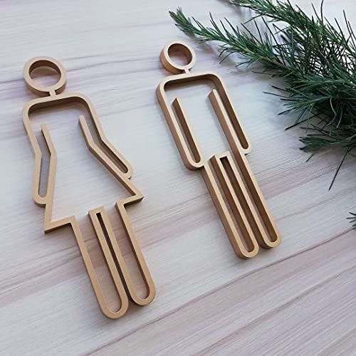 Männer & Frauen Symbol Toilettenschild, WC-Schild, WC-Schild für Toilette Badezimmer Kleiderschrank WC(Gold) von MZY118