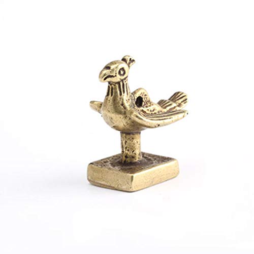 Statuen für die Inneneinrichtung, Kupfer Phönix Vogel gravierte Siegel Skulptur Schreibtisch Ornamente Vintage Messing Tier Miniaturen Figuren Dekorationen Home Decor Geschenk von MaRxan