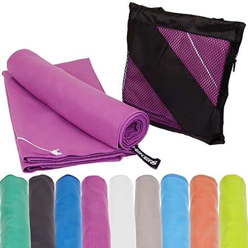 Mach1 2 Stück 30x50cm Mikrofaser Sport Handtuch lila – kompakt & schnell trocknend – Microfaser Handtücher – EIN perfektes Sporttuch, Reisehandtuch, Strandhandtuch von Mach1