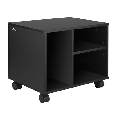 Maclean MC-477 Aktenschrank Bürodatenschrank, Zwei Ablagen und EIN Fach, Rollcontainer bis 20kg Belastbar 408x315x357mm Schwarz Büroschrank Schwarz von Maclean