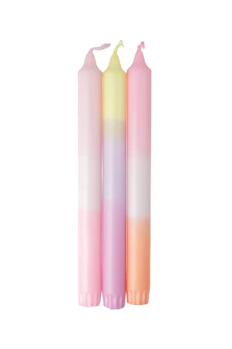 MADAM ERLE | 3er-Set Dipdye Stabkerzen | KARLA | handgemachte Kerzen extra lang| neon-pastell farbig | bunt | lange Brenndauer| Dekokerzen (Stearin) von Madam ERLE
