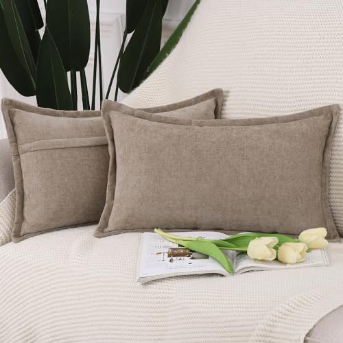 Madizz 2er Set Fransen Chenille Schlicht Zierkissenbezüge Modern Kissenbezug Kissenhülle Sofakissen Lendenkissen für Sofa Schlafzimmer Taupe 30x50 cm Madizz 2er Set Fransen Chenille Schlicht Zierkissenbezüge Modern Kissenbezug Kissenhülle Sofakissen Lendenkissen für Sofa Schlafzimmer Taupe 30x50 cm von Madizz
