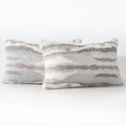 Madizz 2er Set Kunstpelz Fleece Zierkissenbezüge Dekorative Weich Kissenhülle Dekokissen Sofakissen Lendenkissen für Sofa Schlafzimmer Grau Taupe 30x50 cm Madizz 2er Set Kunstpelz Fleece Zierkissenbezüge Dekorative Weich Kissenhülle Dekokissen Sofakissen Lendenkissen für Sofa Schlafzimmer Grau Taupe 30x50 cm von Madizz