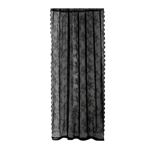 MagiDeal Schwarze Spitze-Blumen-Netzvorhänge, Voile-Vorhang, modische Drape-Panels, Fenster-Tüll-Vorhang für Wohnzimmer, Arbeitszimmer, Dekoration, 100cmx140cm von MagiDeal