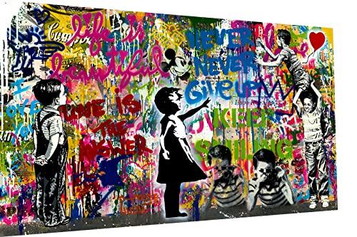 Magic Canvas Art Never give up Love Pop Art Leinwandbild 1- teilig Hochwertiger Kunstdruck Wandbilder – B8366, Material: Leinwand, Größe: 40 x 30 cm von Magic Canvas Art