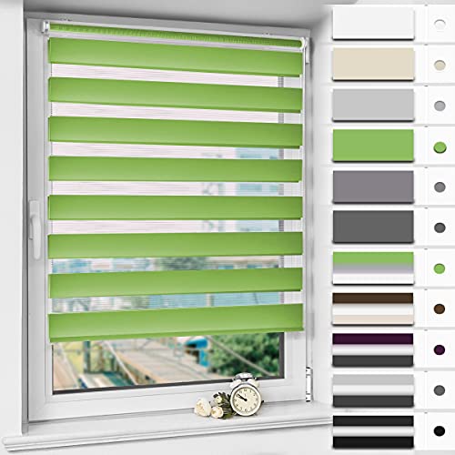 Magiea Doppelrollo Klemmfix ohne Bohren & mit Bohren, (Grün 50x120cm) Duo Rollo, Klemmrollo lichtdurchlässig und Blickdicht, Fensterrollo Sonnenschutzrollo für Fenster und Tür von Magiea