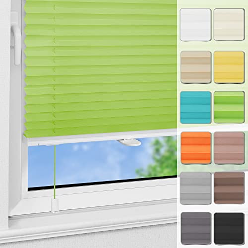 Plissee ohne Bohren Klemmfix 70x130cm Grün lichtundurchlässig Plisseerollo für Tür & Fenster Blickdicht Sichtschutz Sonnenschutz Rollo von Magiea