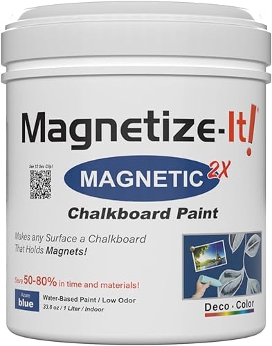 Magnetize-It! Magnetische Wand-/Kreidetafelfarbe (auf Wasserbasis) – Azurblau Deco Color Extra Haftung und Nachhaltig, Allzweck-Innenraumfarbe 1L von Magnetize-It!